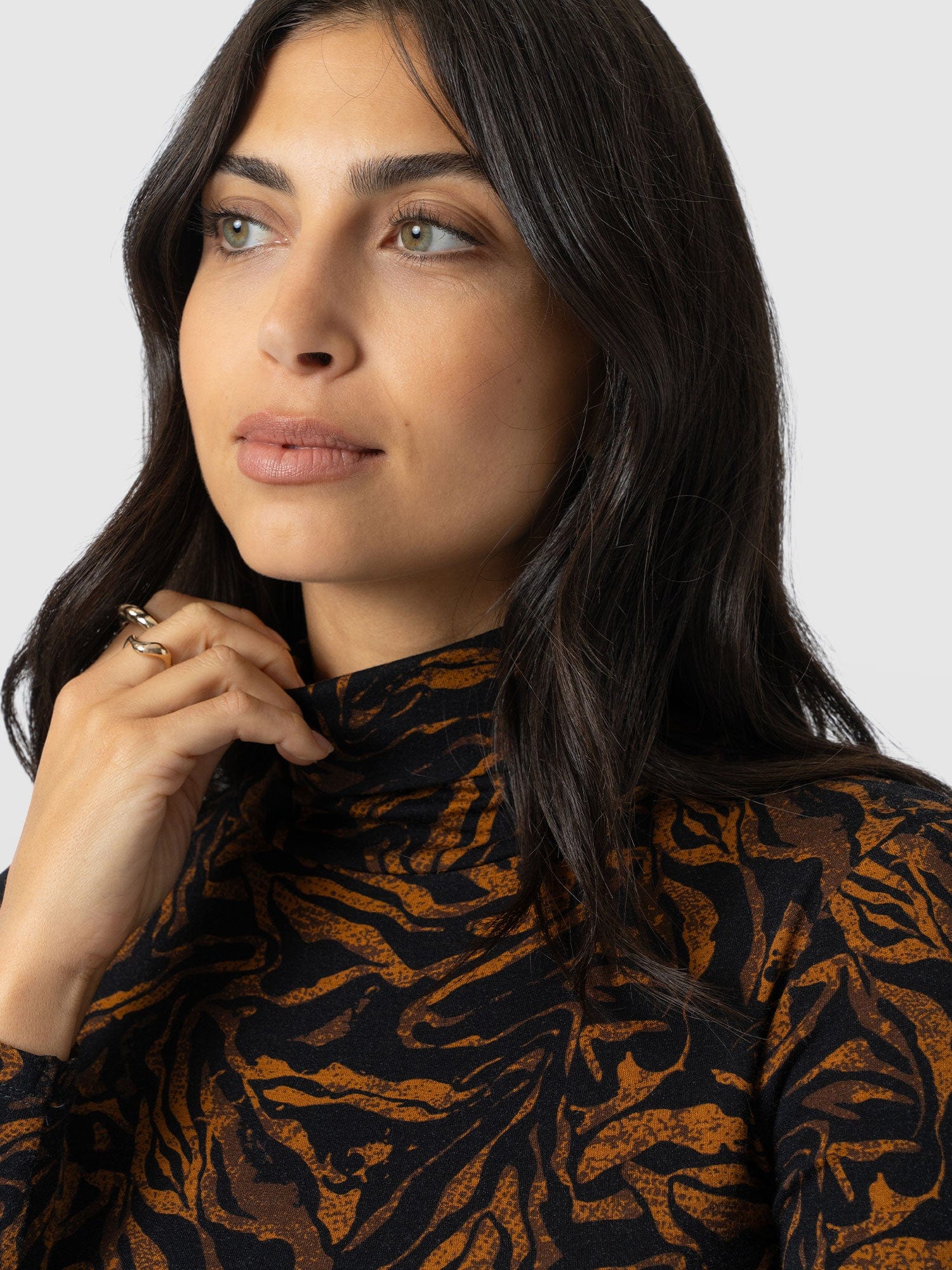 Tempest Roll Neck - Brown Zebra - Women's T-shirts | Saint + Sofia® UK