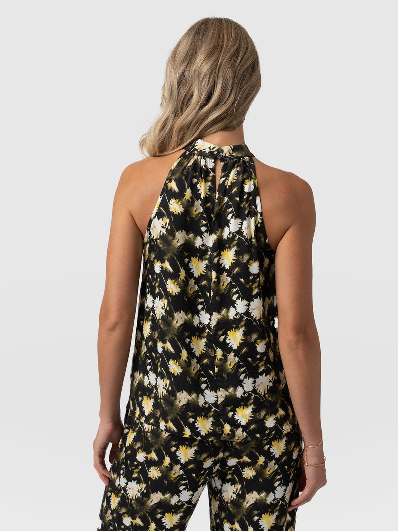 Tilda Halter Neck - Black Daisy Floral