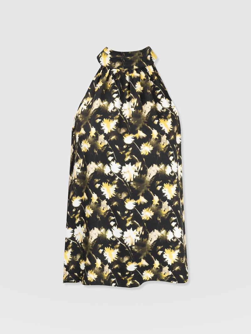 Tilda Halter Neck - Black Daisy Floral