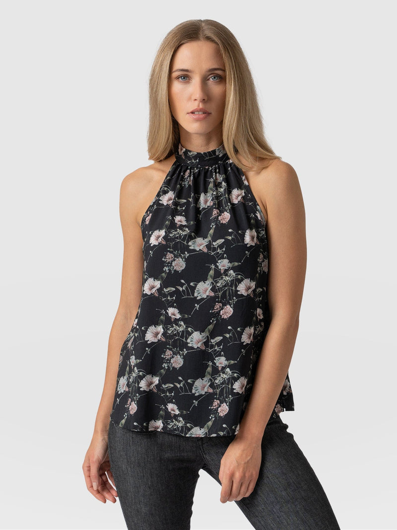 Tilda Halter Neck Top - Gothic Floral