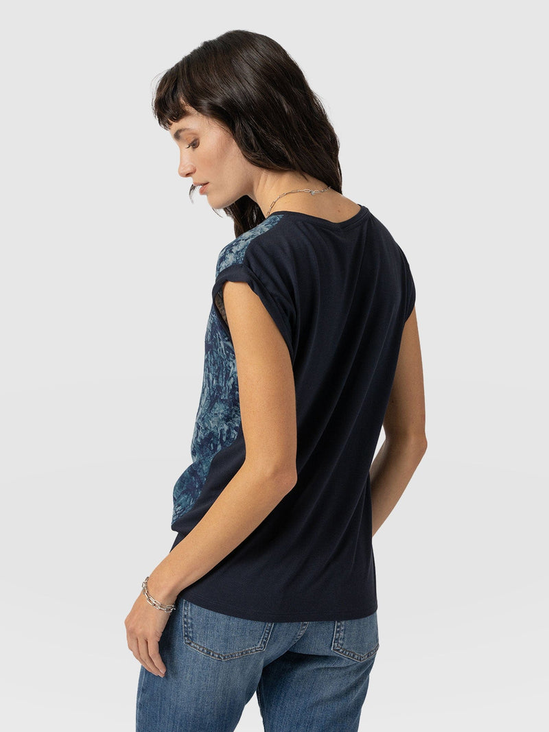 Turn Up Contrast Tee - Blue Marble