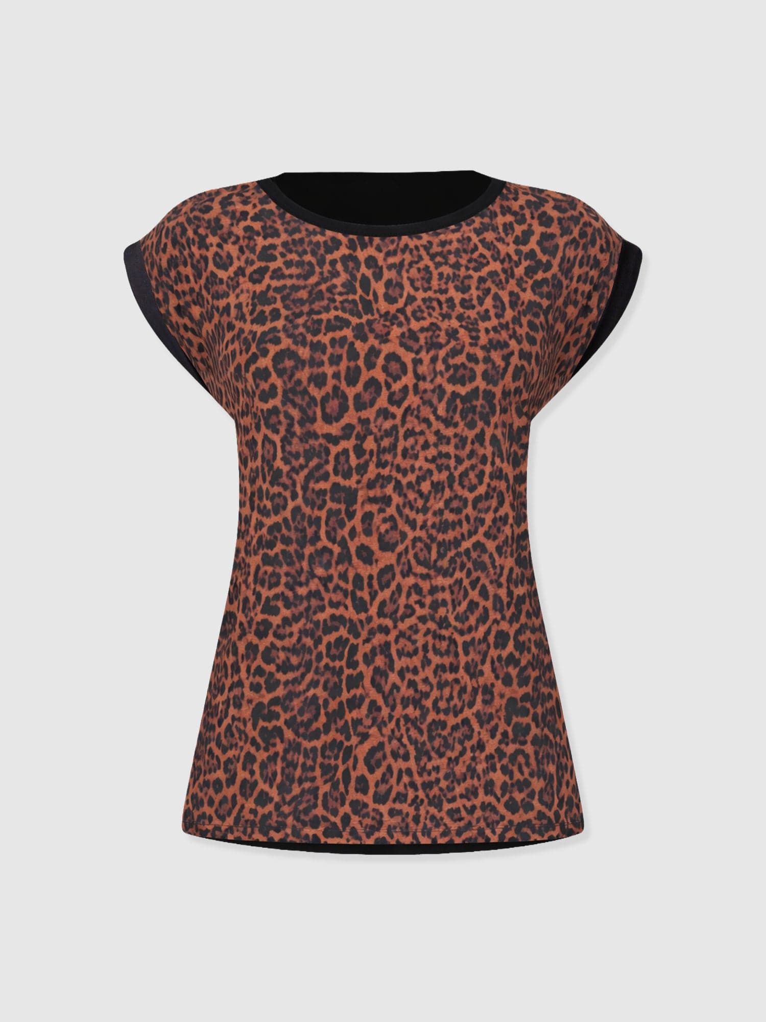 Turn Up Contrast Tee - Brown Leopard