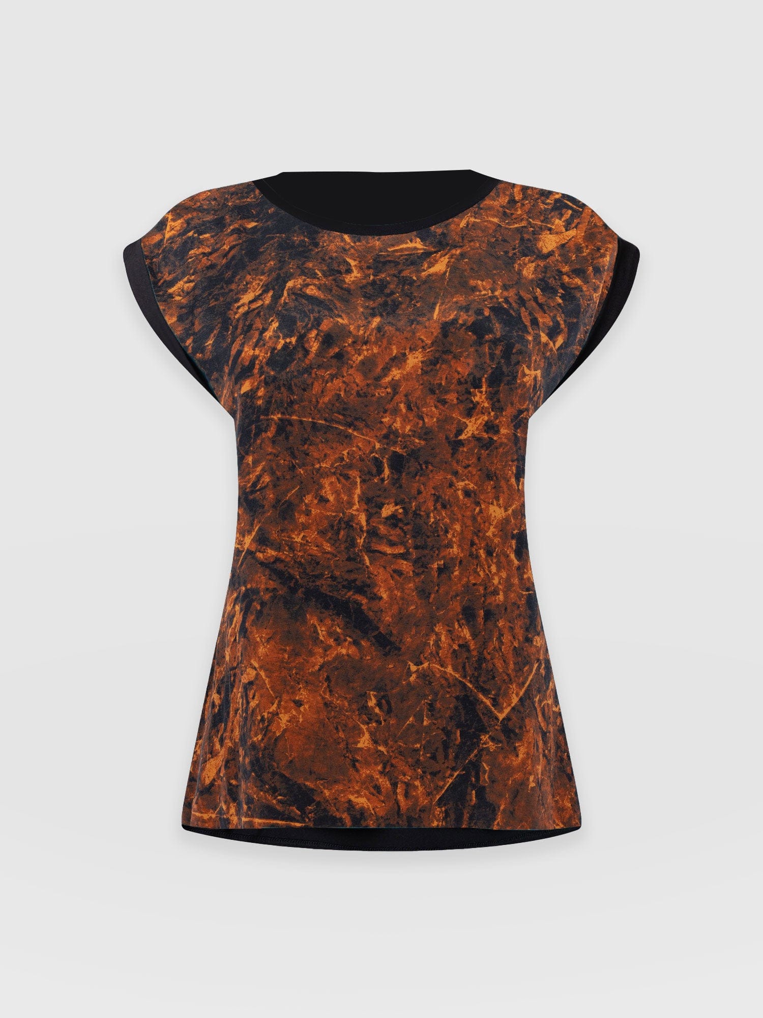 Turn Up Contrast Tee - Brown Marble - Women's T-shirts | Saint + Sofia® UK