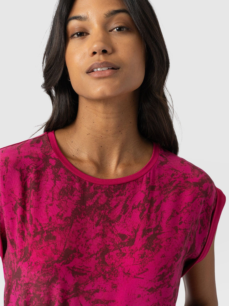 Turn Up Contrast Tee - Pink Marble