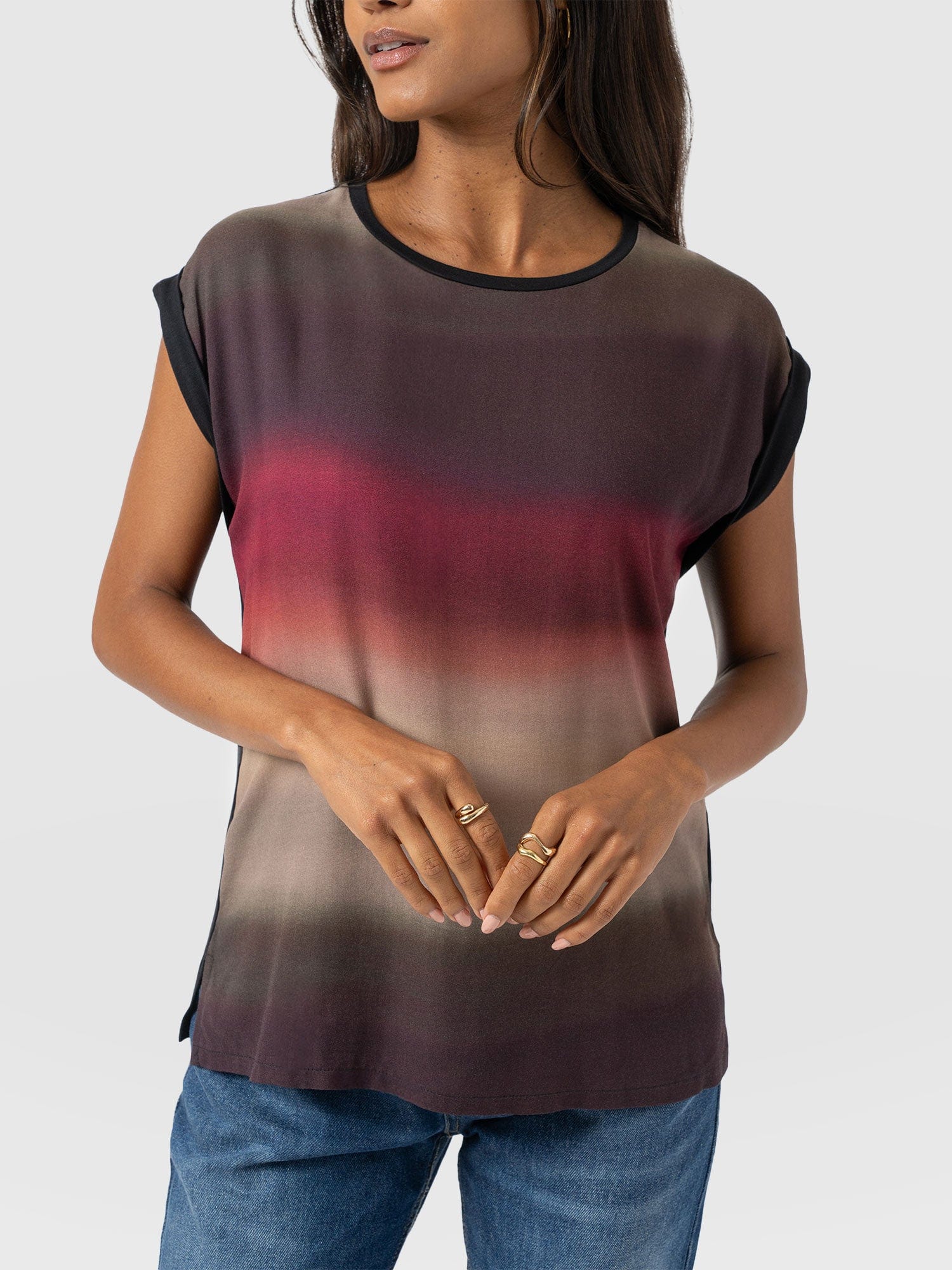 Turn Up Contrast Tee - Purple Gradient - Women's T-shirts | Saint + Sofia® UK