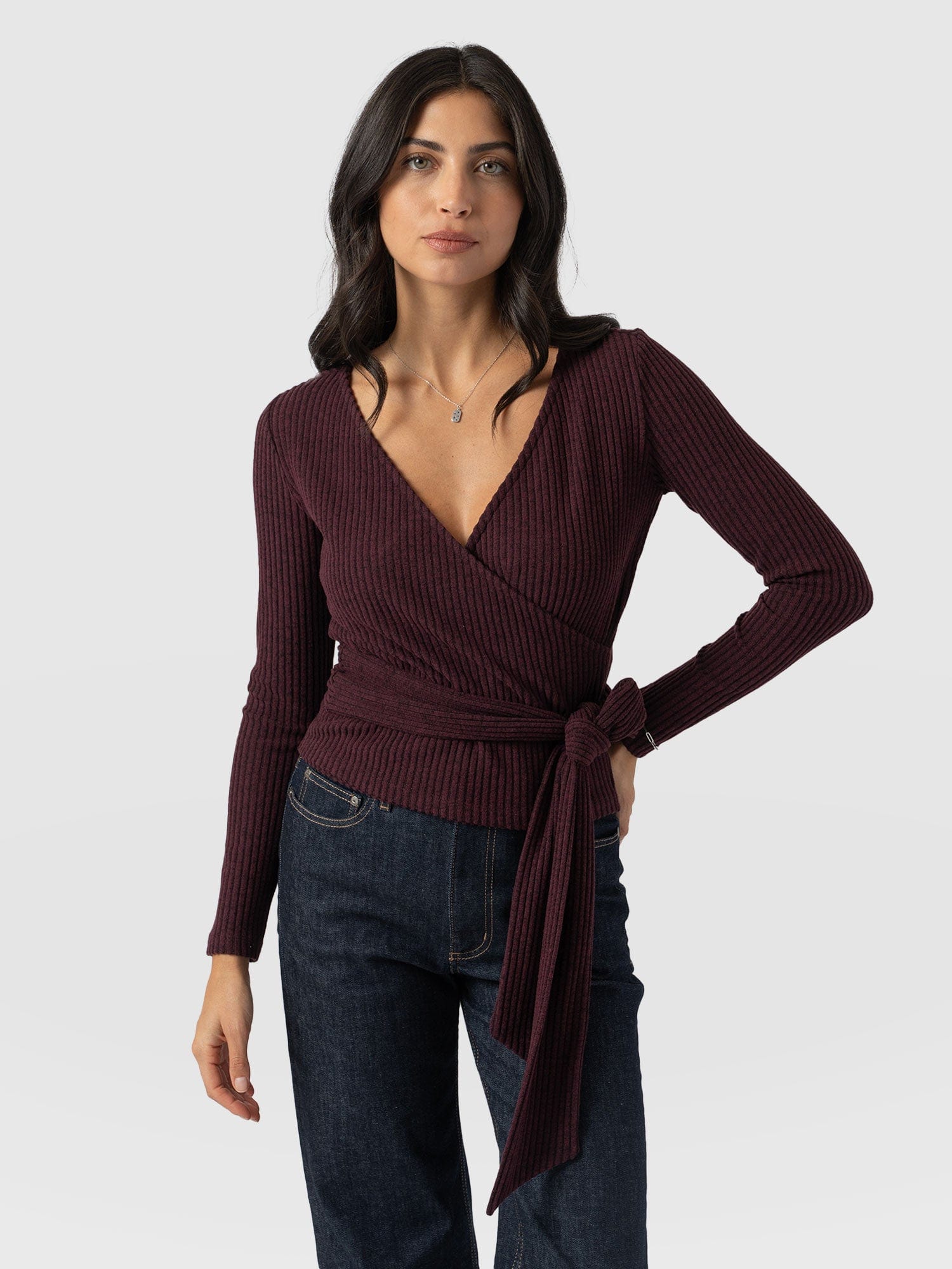 Victory Rib Top Burgundy - Women's Tops | Saint + Sofia® UK