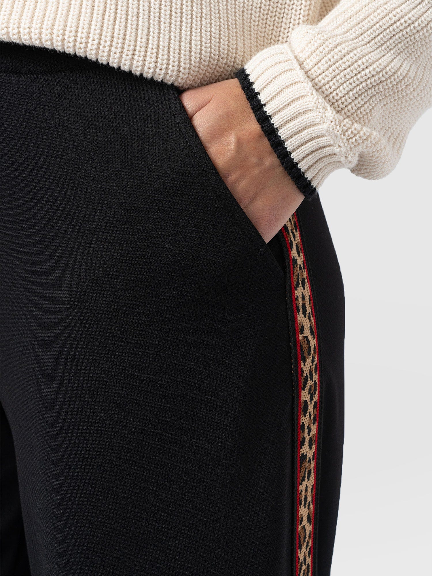 Victory Straight Leg Pant - Black - Leopard - Women's Trousers | Saint + Sofia® UK