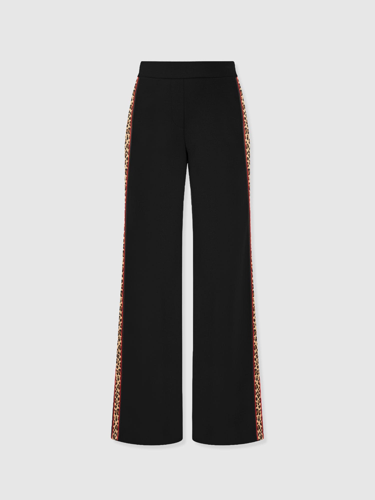 Victory Straight Leg Pant - Black - Leopard - Women's Trousers | Saint + Sofia® UK