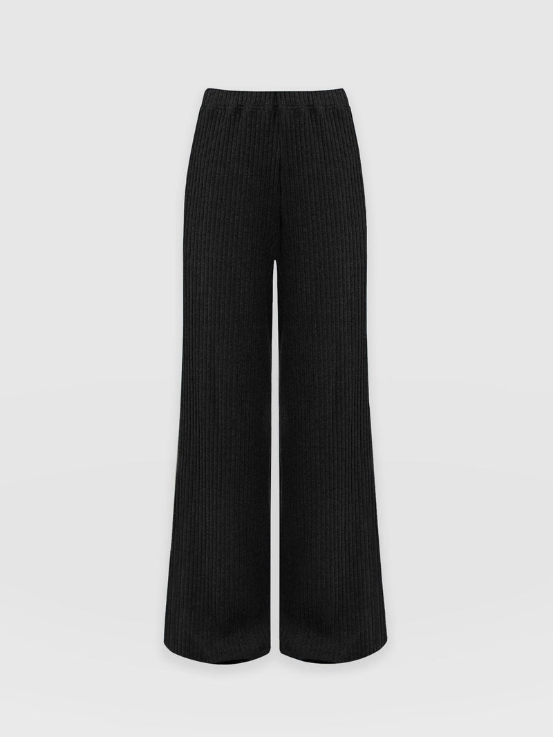 Victory Wide Leg Pant - Black Rib - Women's Trousers | Saint + Sofia® UK