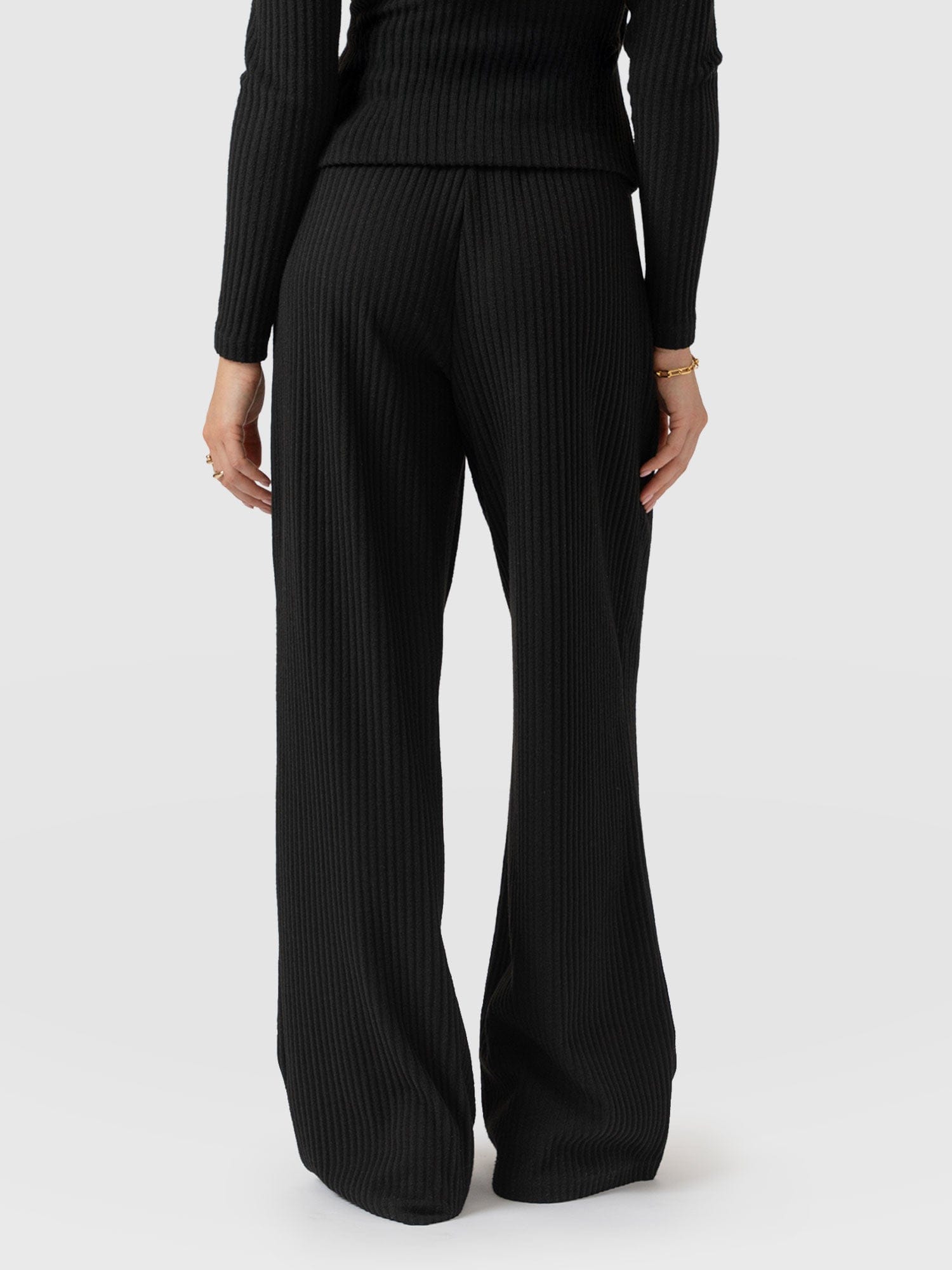 Victory Wide Leg Pant - Black Rib
