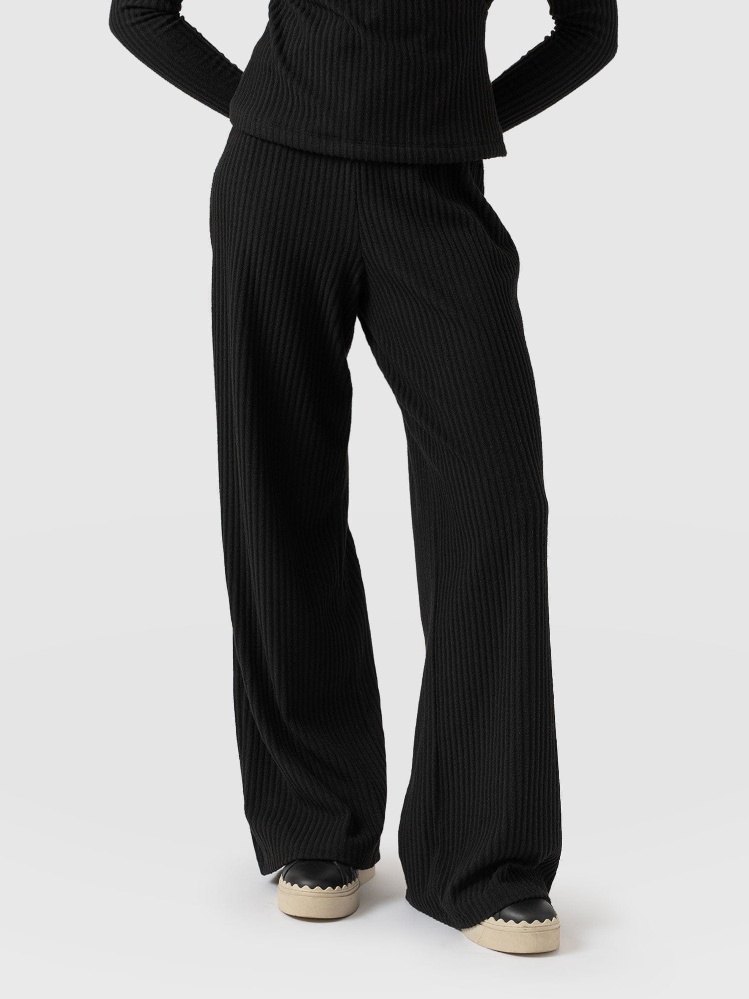 Victory Wide Leg Pant - Black Rib