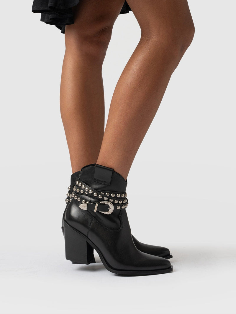 Western Studded Boot - Black