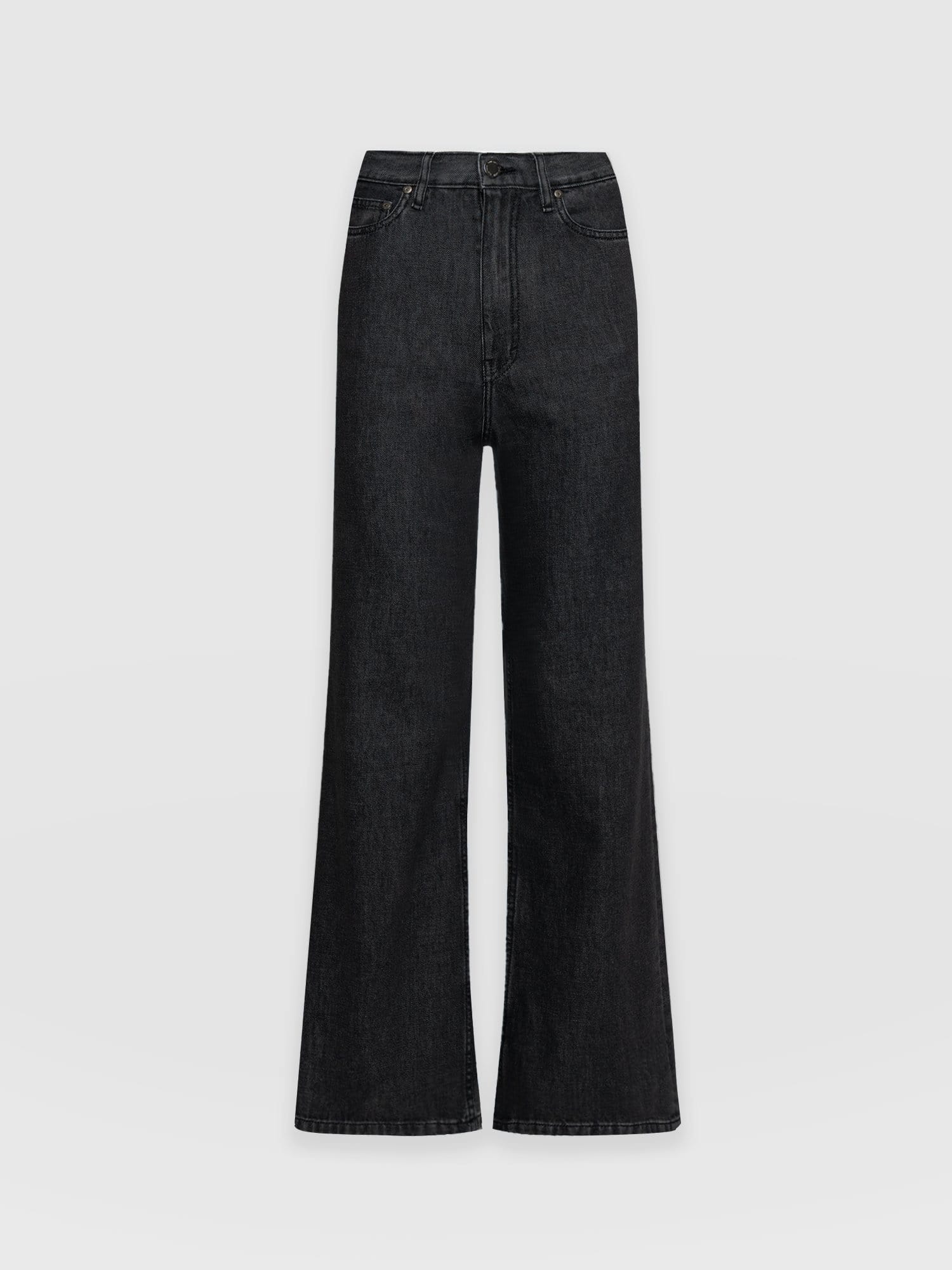 Wide Leg Flare Stretch Jeans Black Wash - Women's Jeans | Saint + Sofia® UK