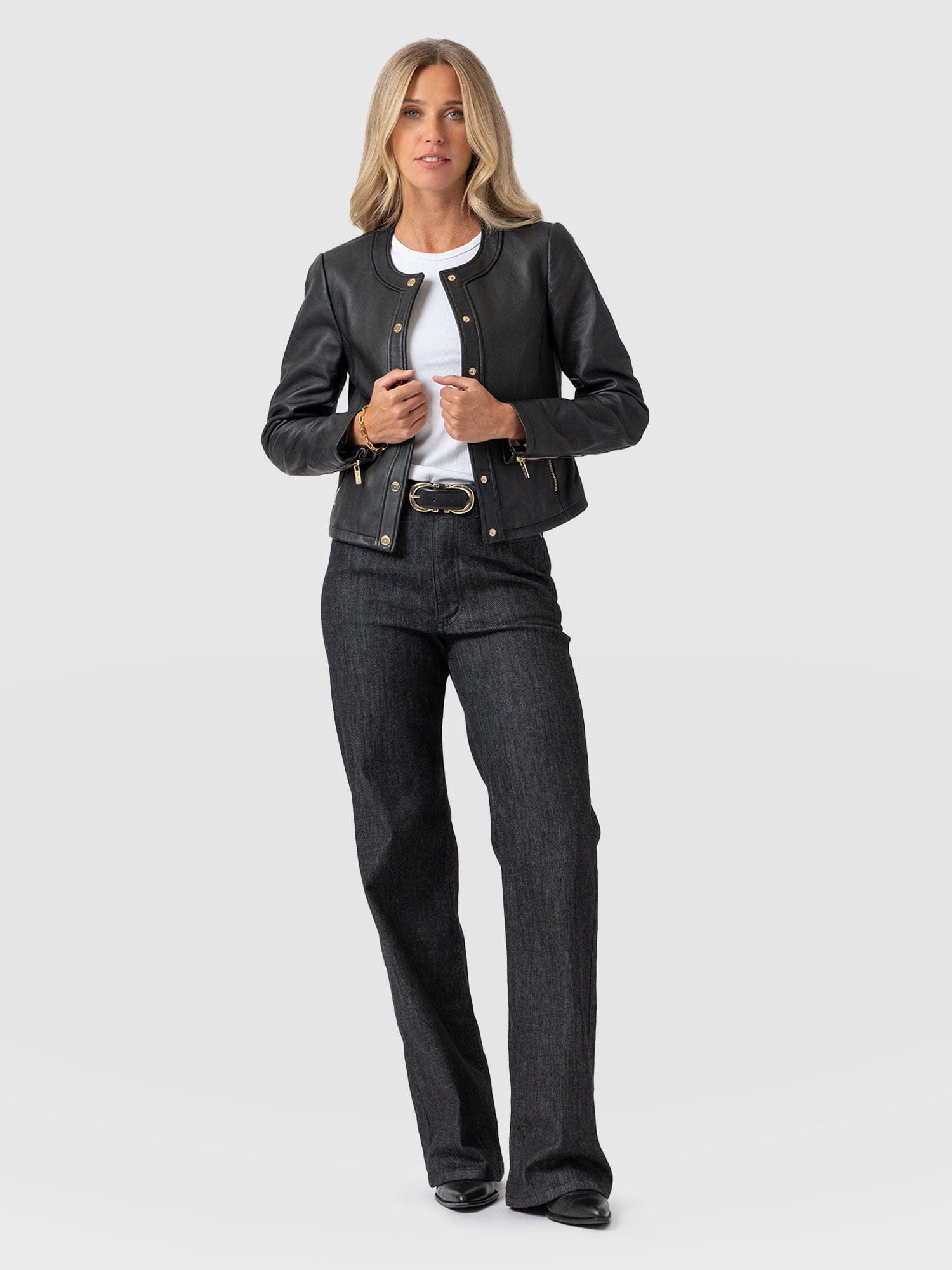 Wide Leg Flare Stretch Jeans Black Wash - Women's Jeans | Saint + Sofia® UK