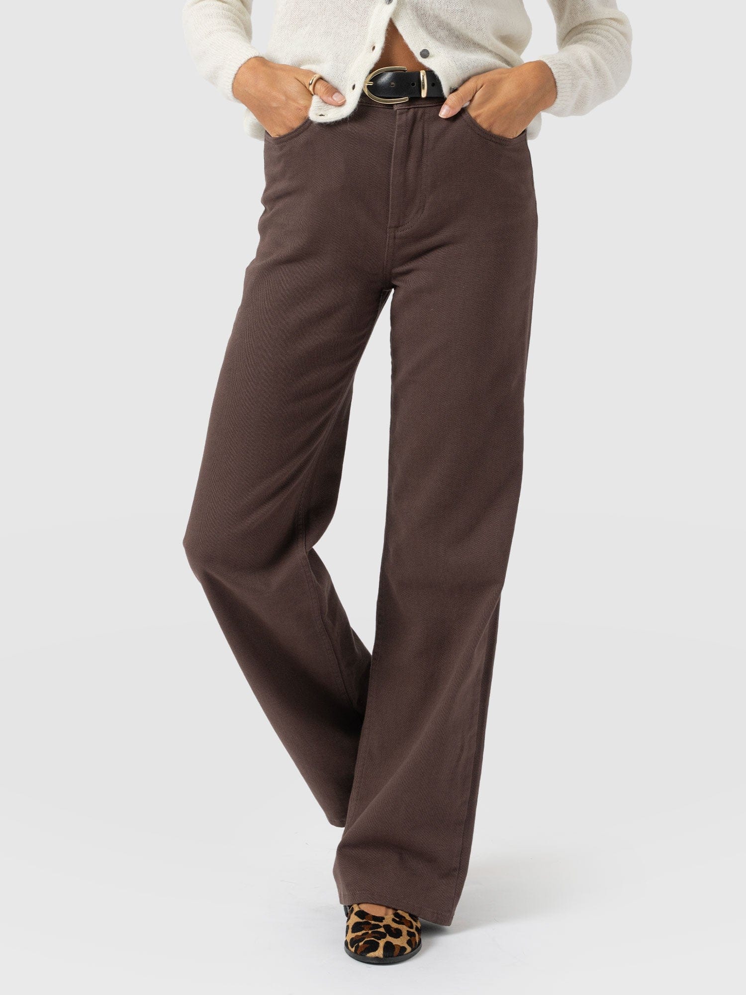 Wide Leg Jean - Brown