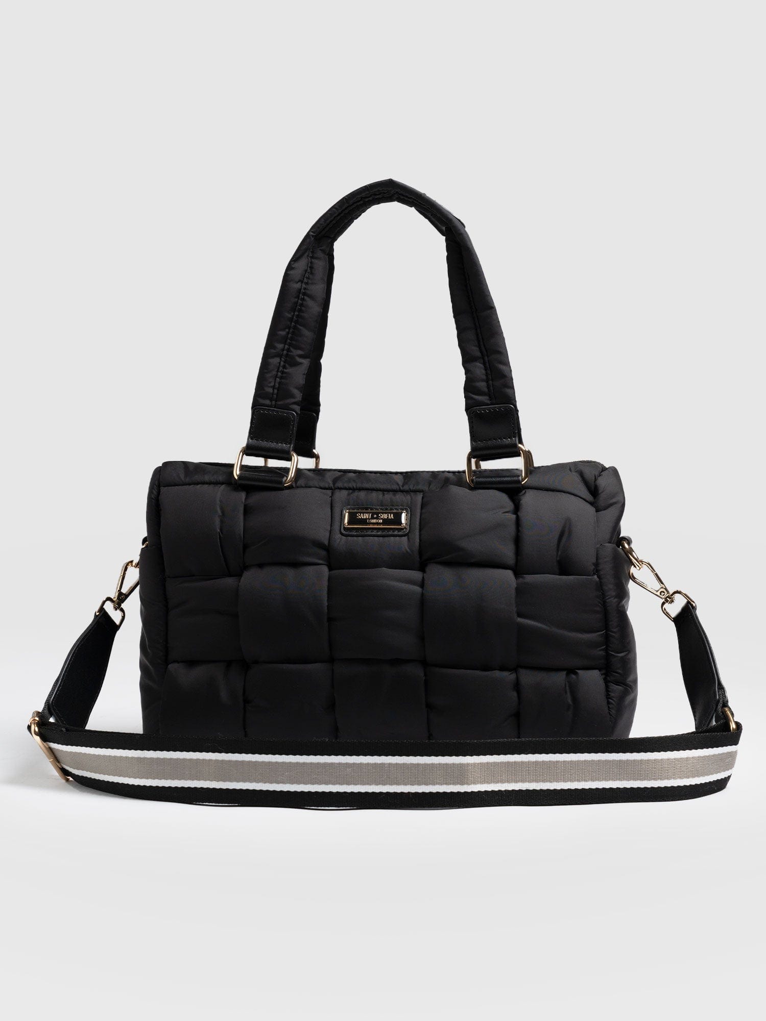 Woven Duffle Bag Black/Grey - Women's Bags | Saint + Sofia® UK