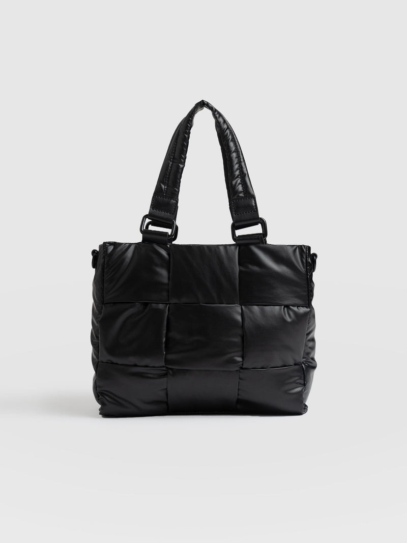 Woven Mini Penny Tote Bag - Gloss Black