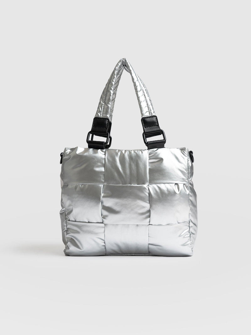 Woven Mini Penny Tote Bag - Silver