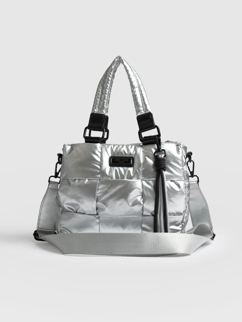 Woven Mini Penny Tote Bag - Silver