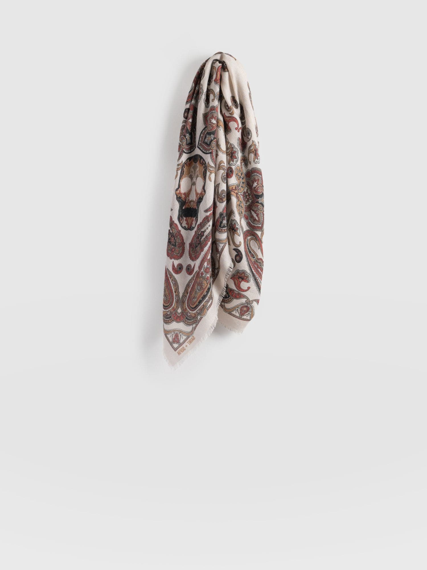 Wren Paisley Scarf Cream/Burgundy - Women's Scarves | Saint + Sofia® UK