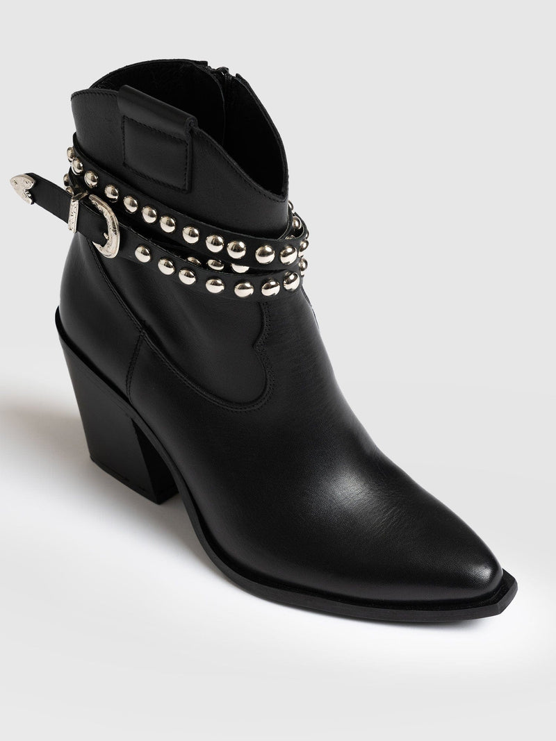 Western Studded Boot - Black