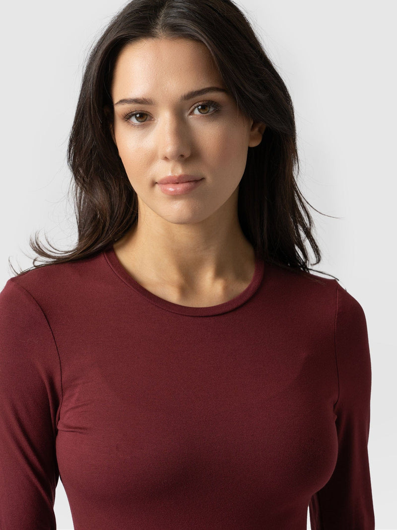 Austen Crew Neck Tee - Burgundy