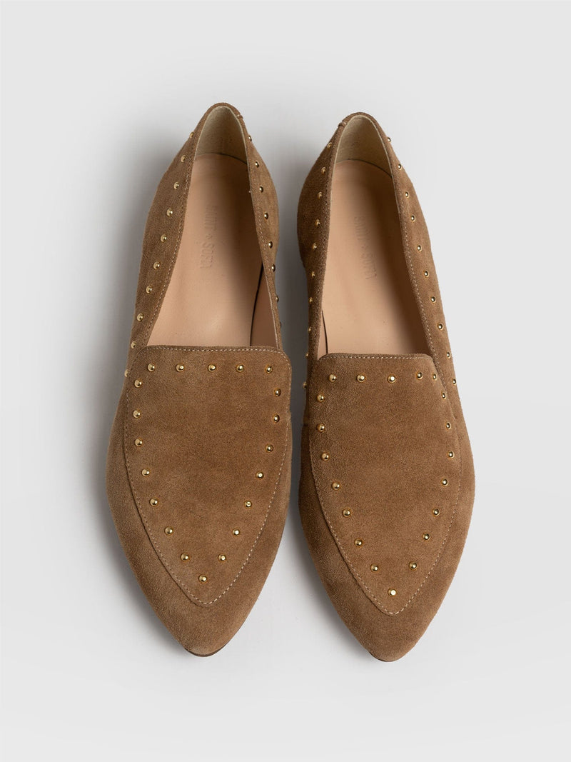 Ava Studded Loafer - Light Brown