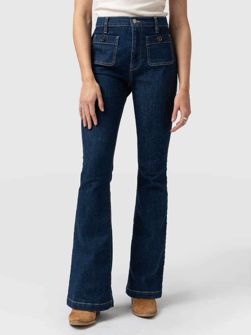 Bowie Stretch Flare Jeans - Mid Blue