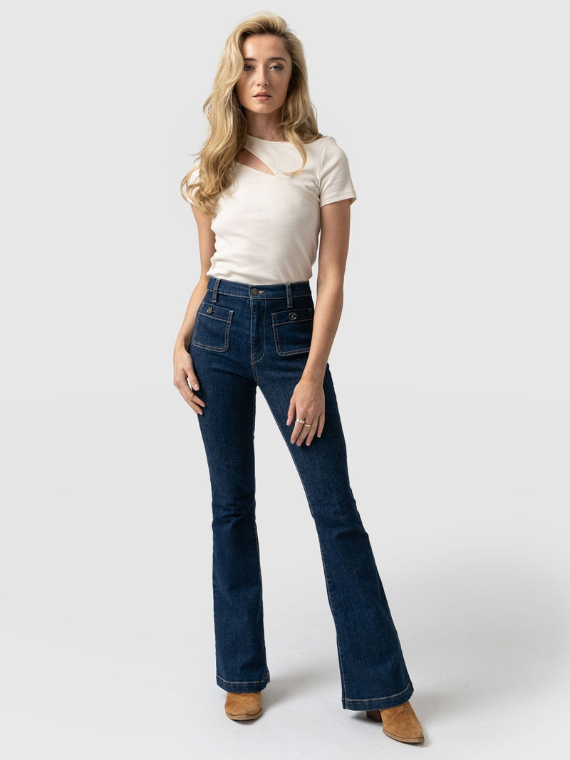 Bowie Stretch Flare Jeans - Mid Blue