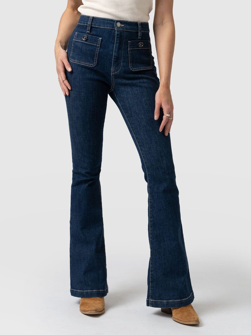 Bowie Stretch Flare Jeans - Mid Blue