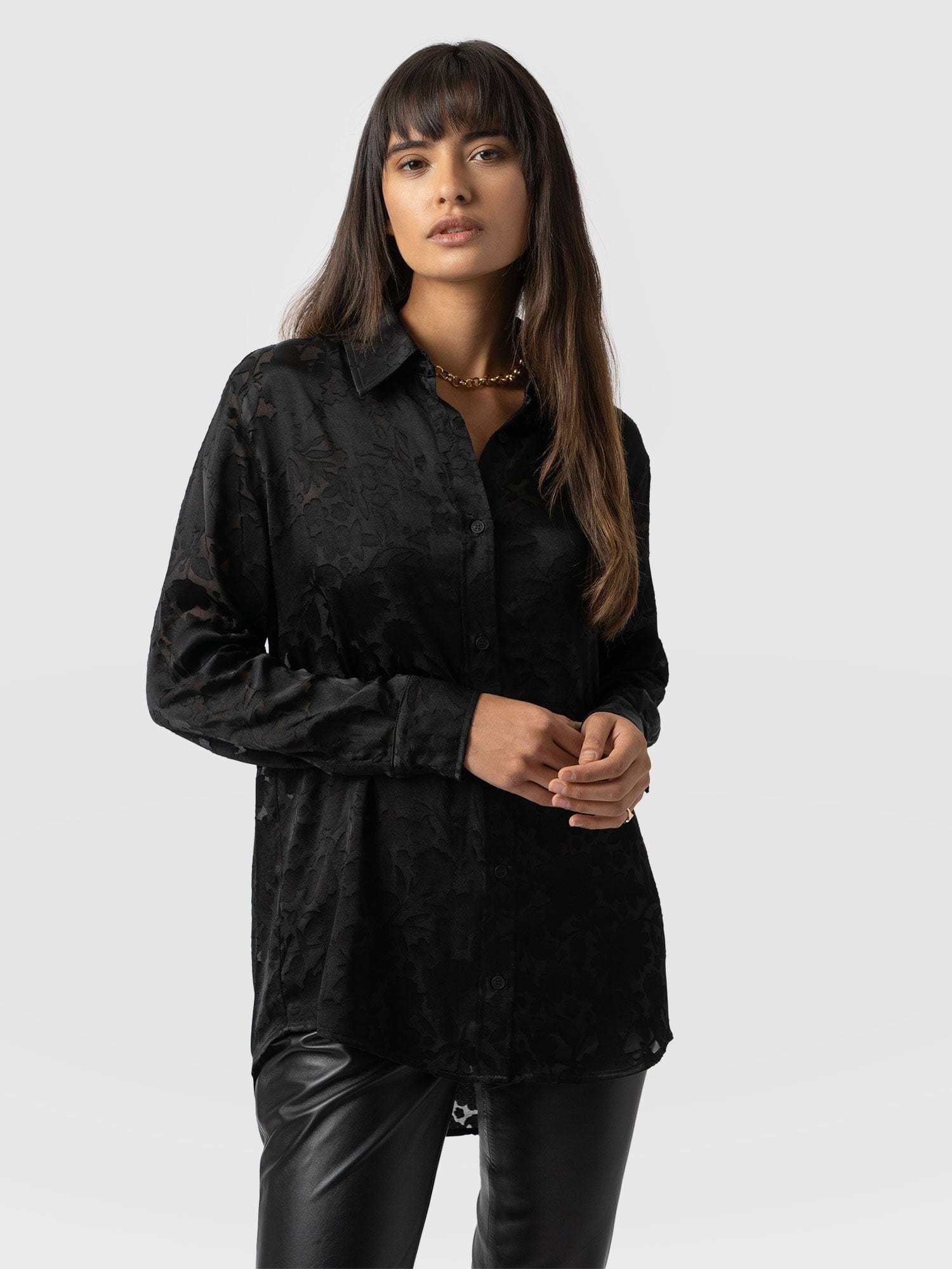 Boyfriend Shirt - Black Burnout