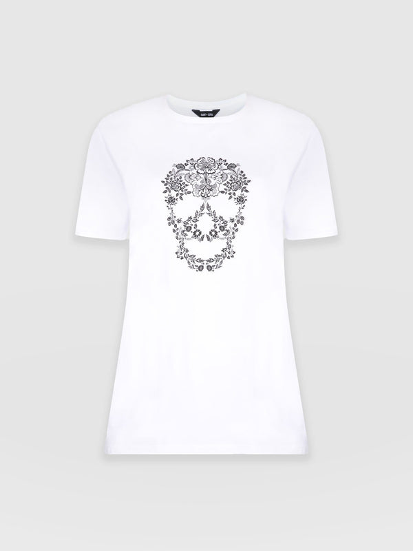 Boyfriend Tee - White Skull