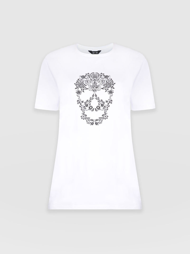 Boyfriend Tee - White Skull