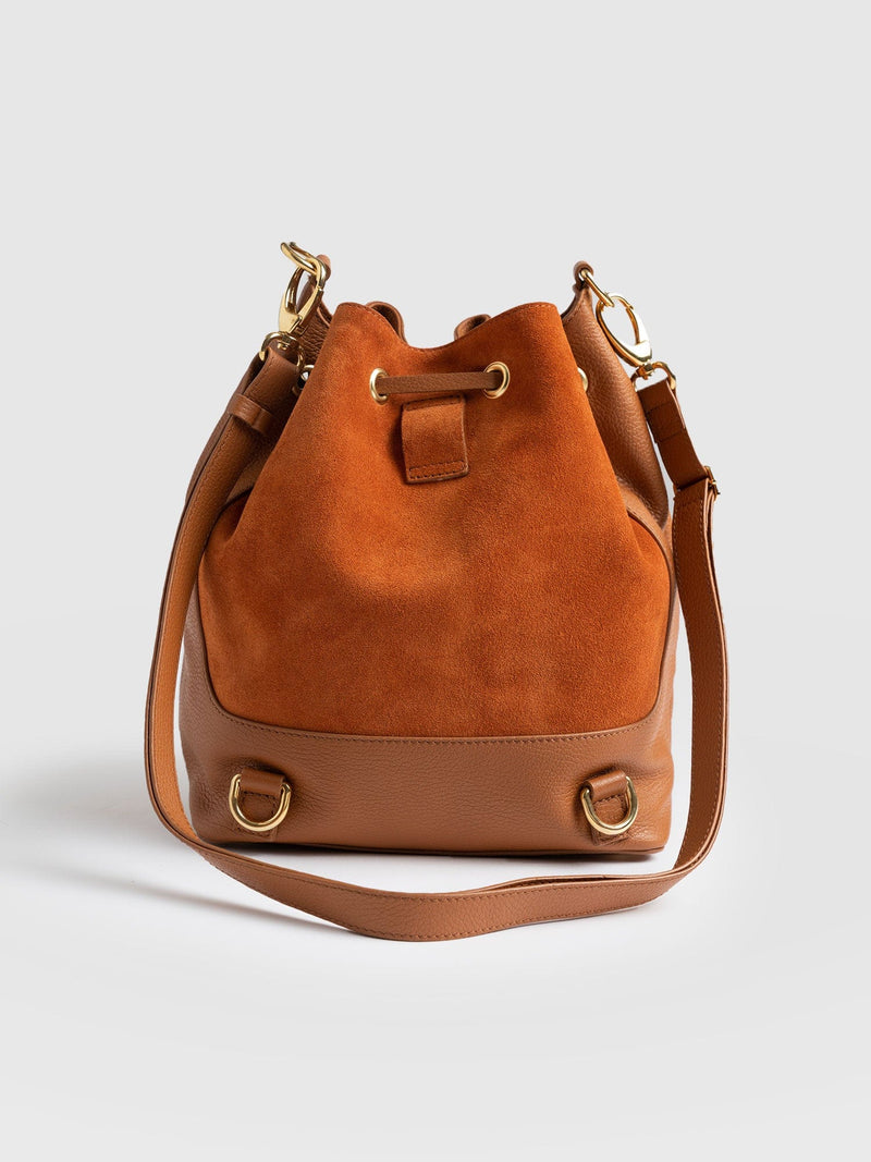 Brompton Bucket Bag - Brown Suede Pebble