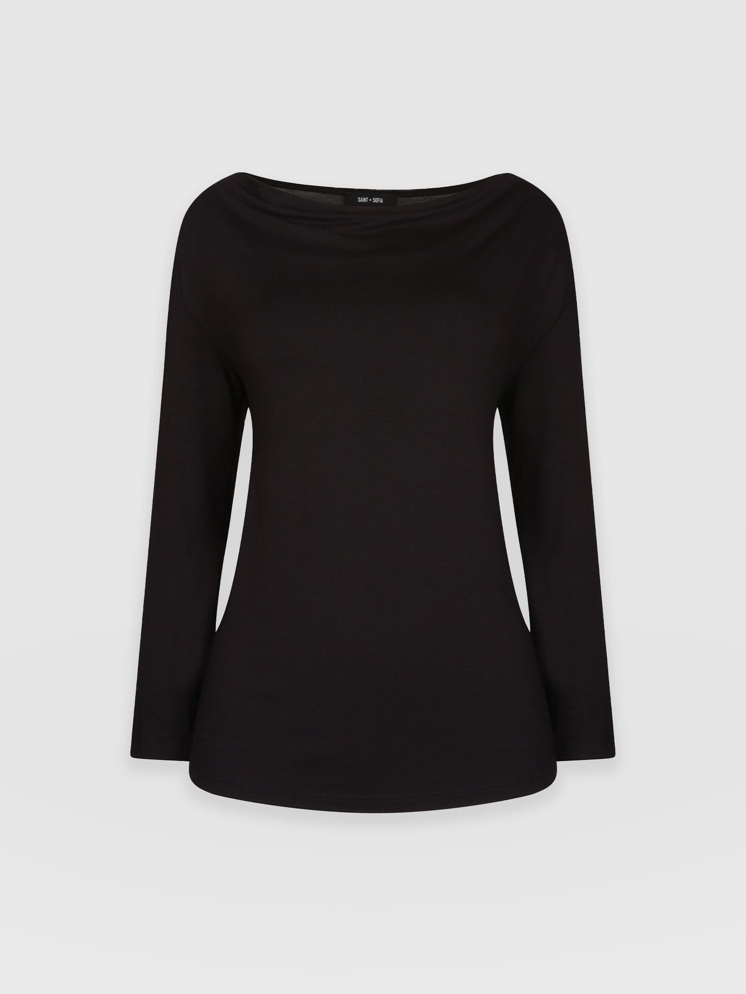 Cowl Neck Tee Long Sleeve - Black