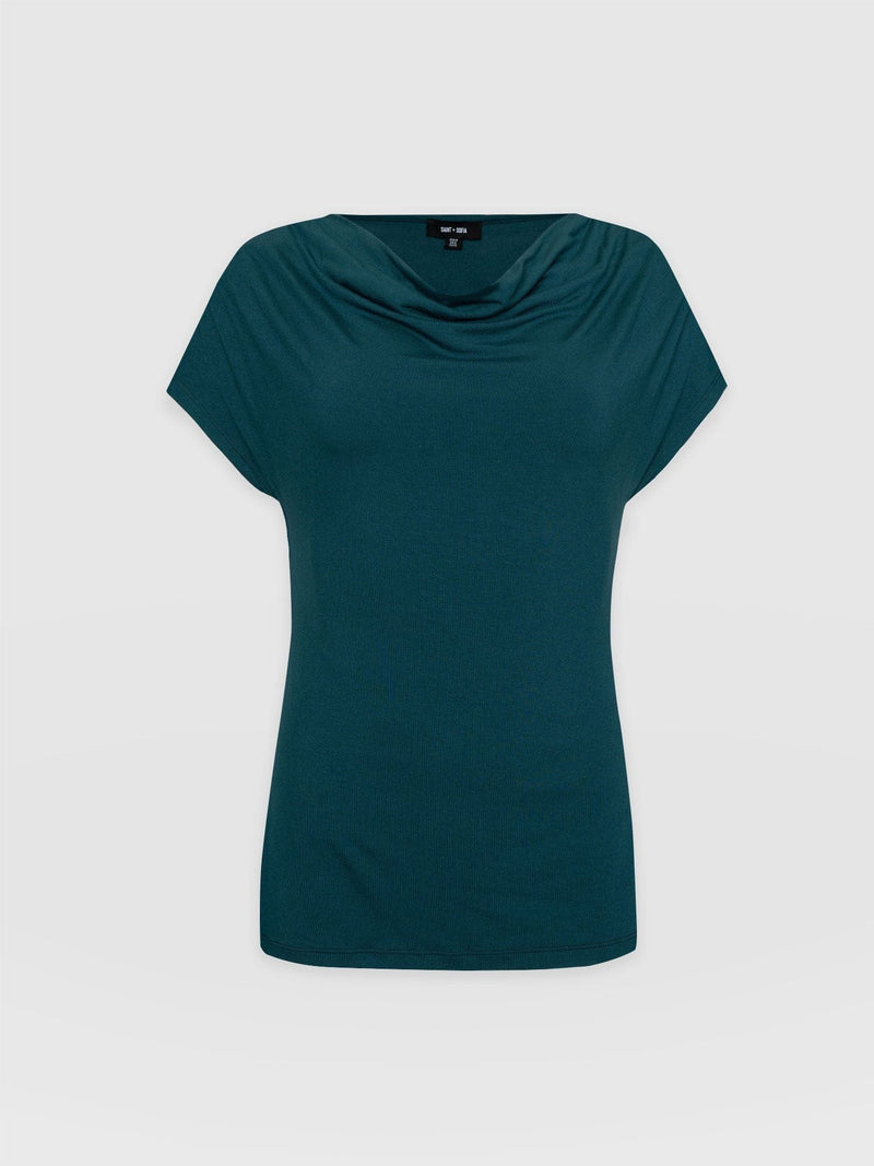 Cowl Neck Tee - Deep Green