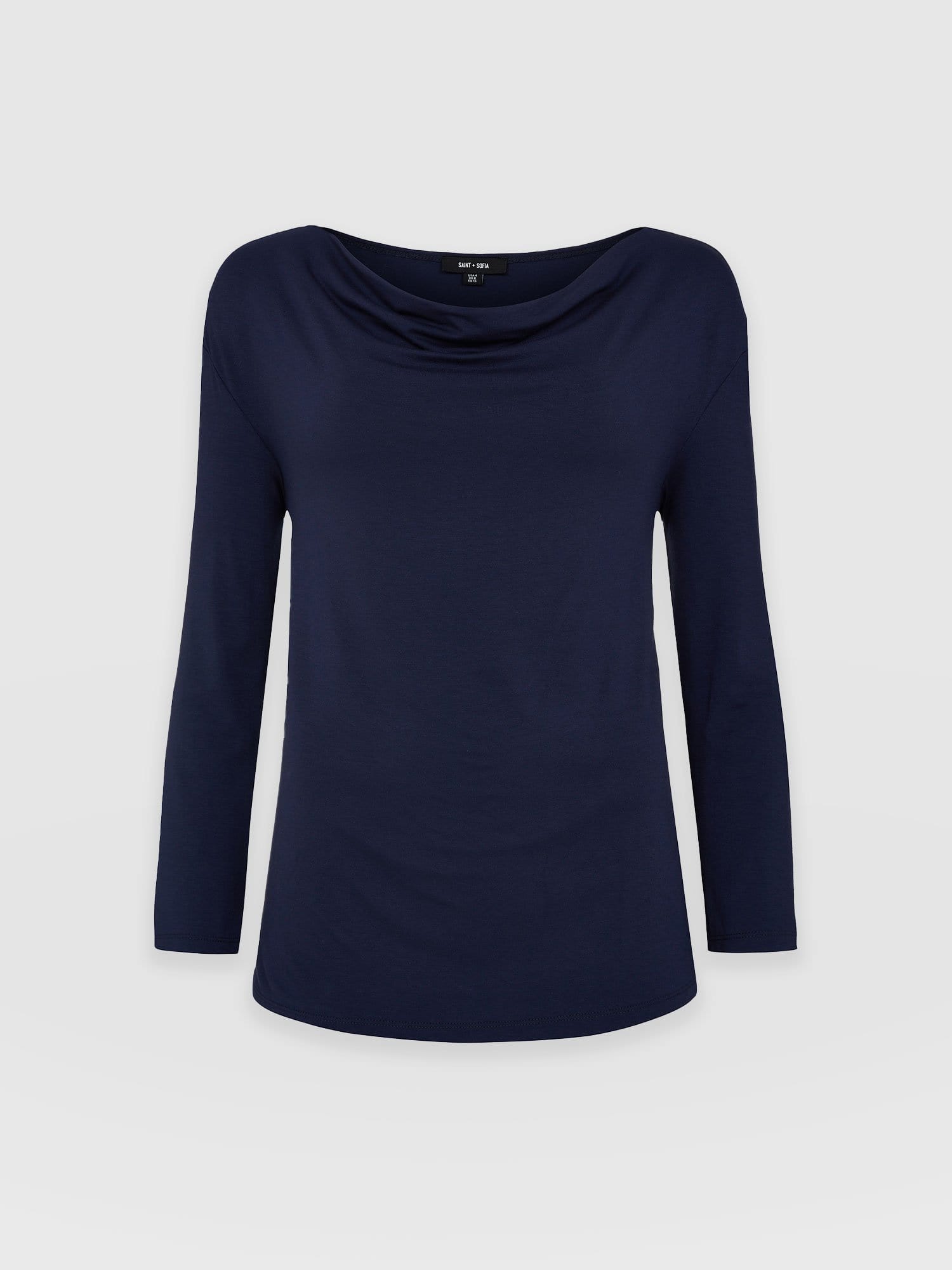 Cowl Neck Tee Long Sleeve - Navy