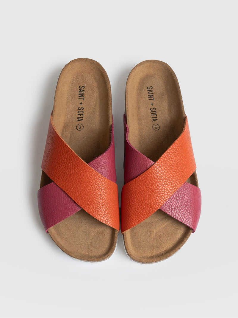 Cross Over Slides - Orange & Pink