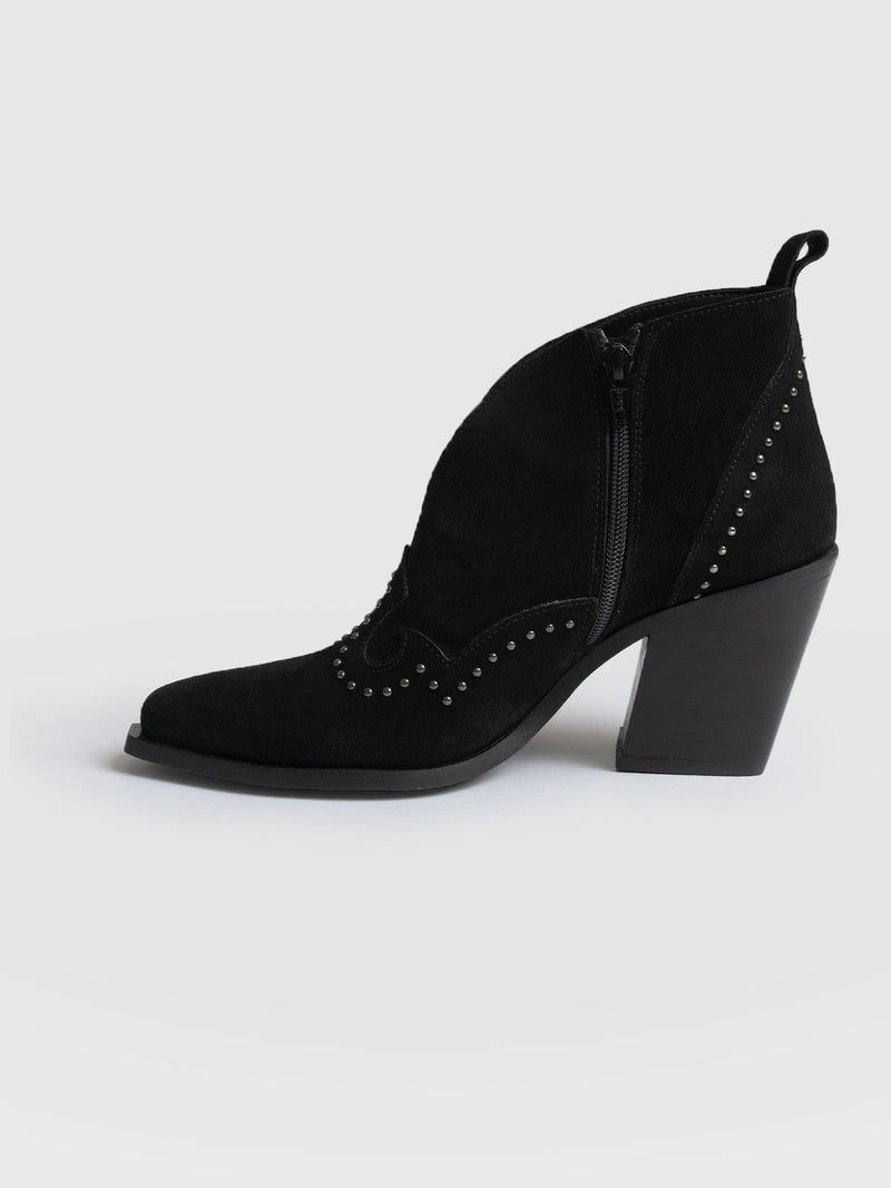 Dallas Studded Ankle Boot - Black