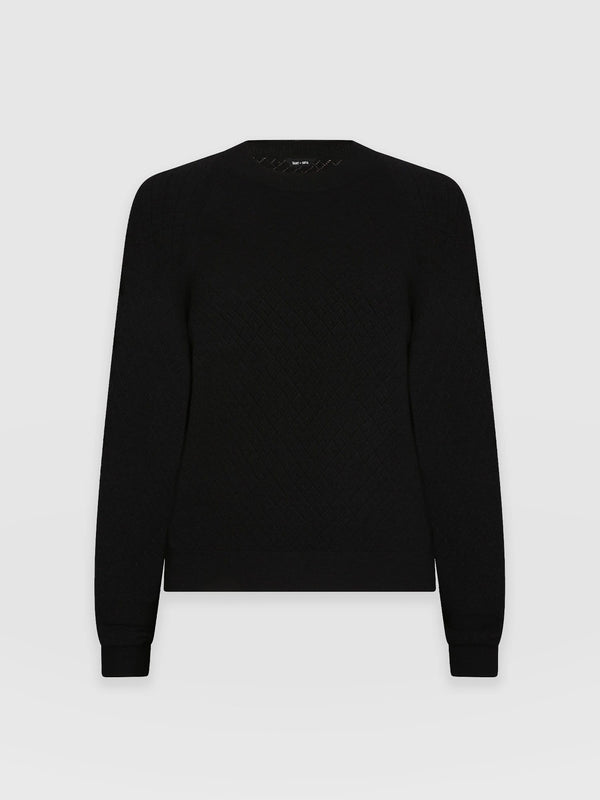 Diamond Knit Jumper - Black