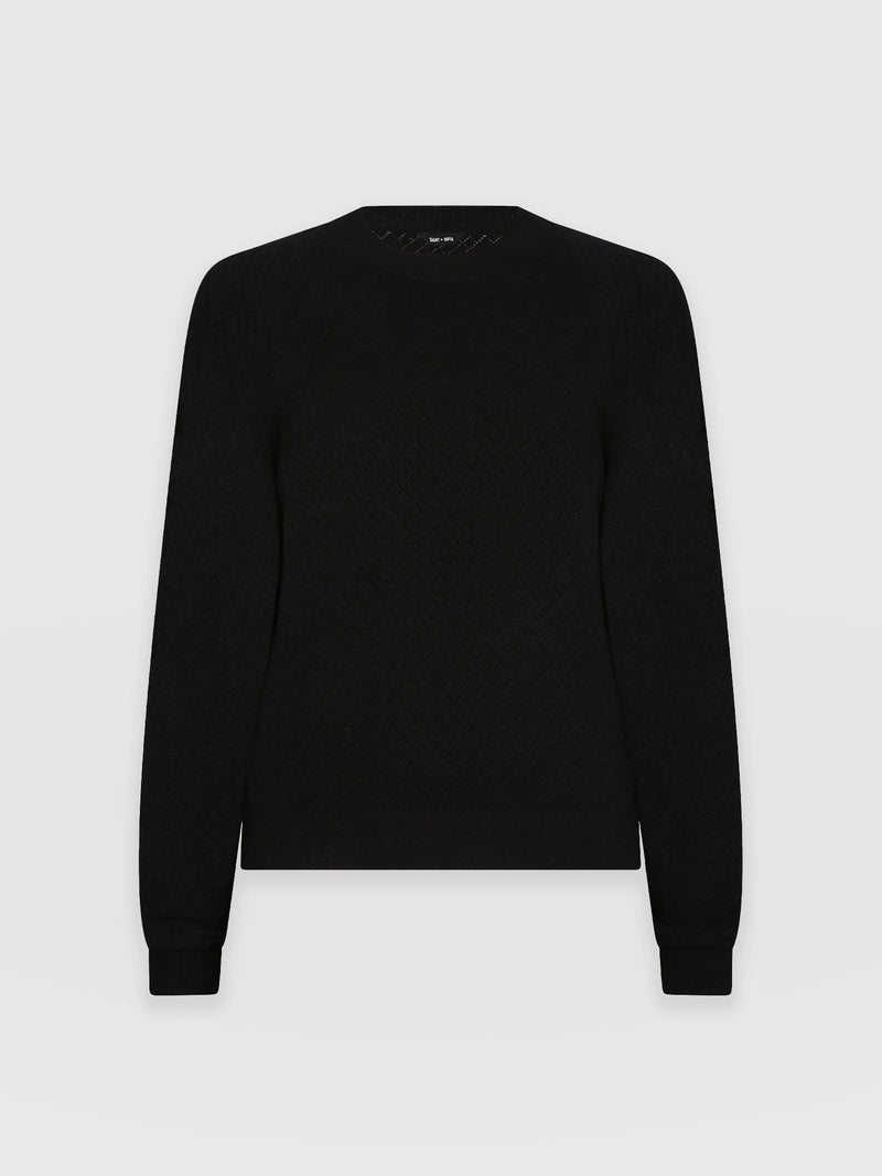 Diamond Knit Jumper - Black