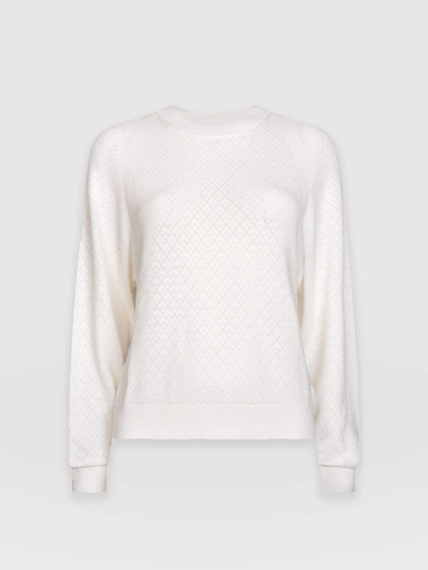 Diamond Knit Jumper - White