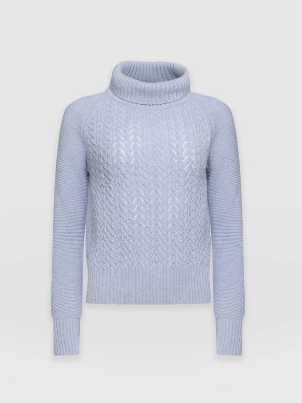 Glen Cable Knit Jumper - Pale Blue