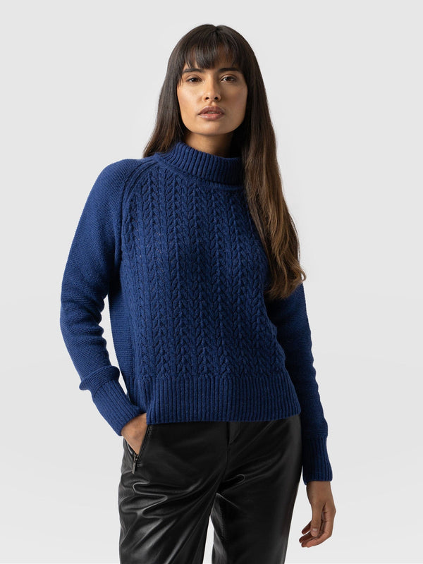 Glen Cable Knit Jumper - Blue