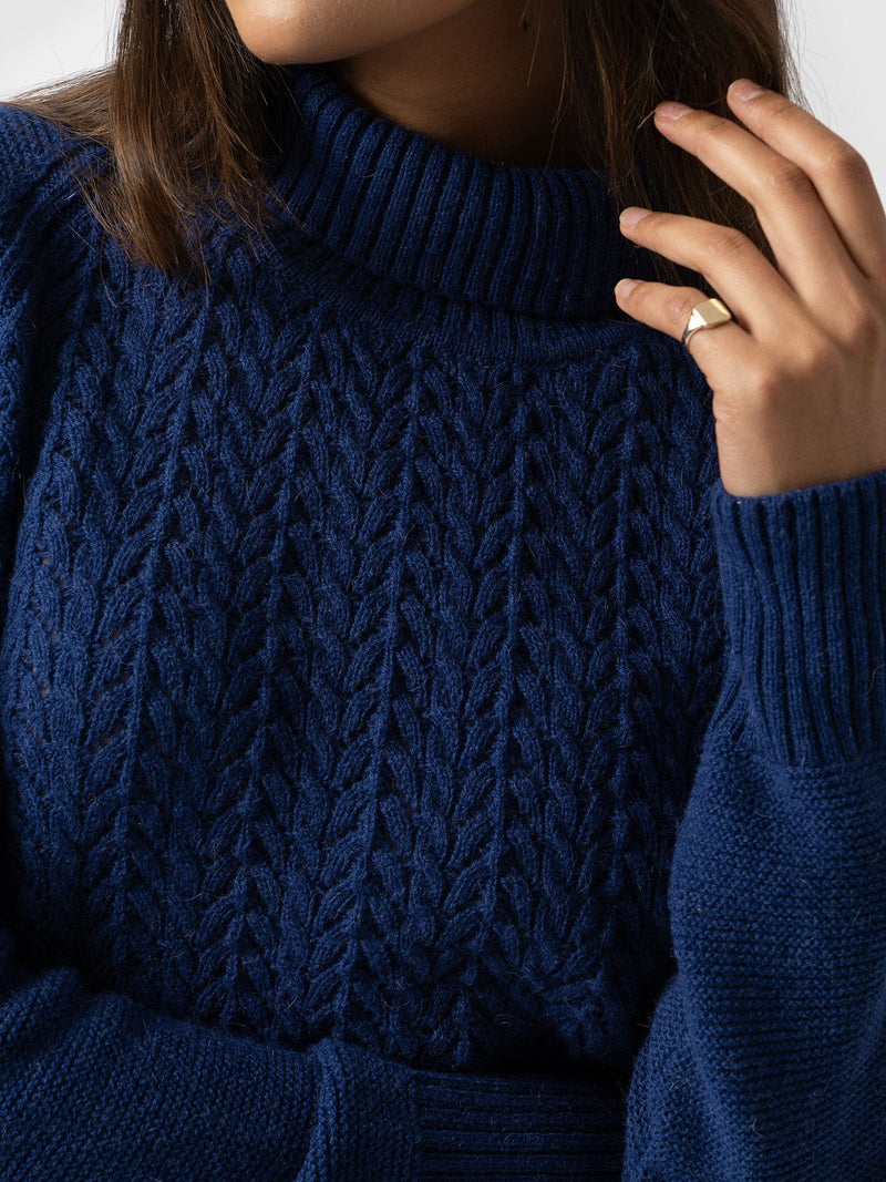 Glen Cable Knit Jumper - Blue