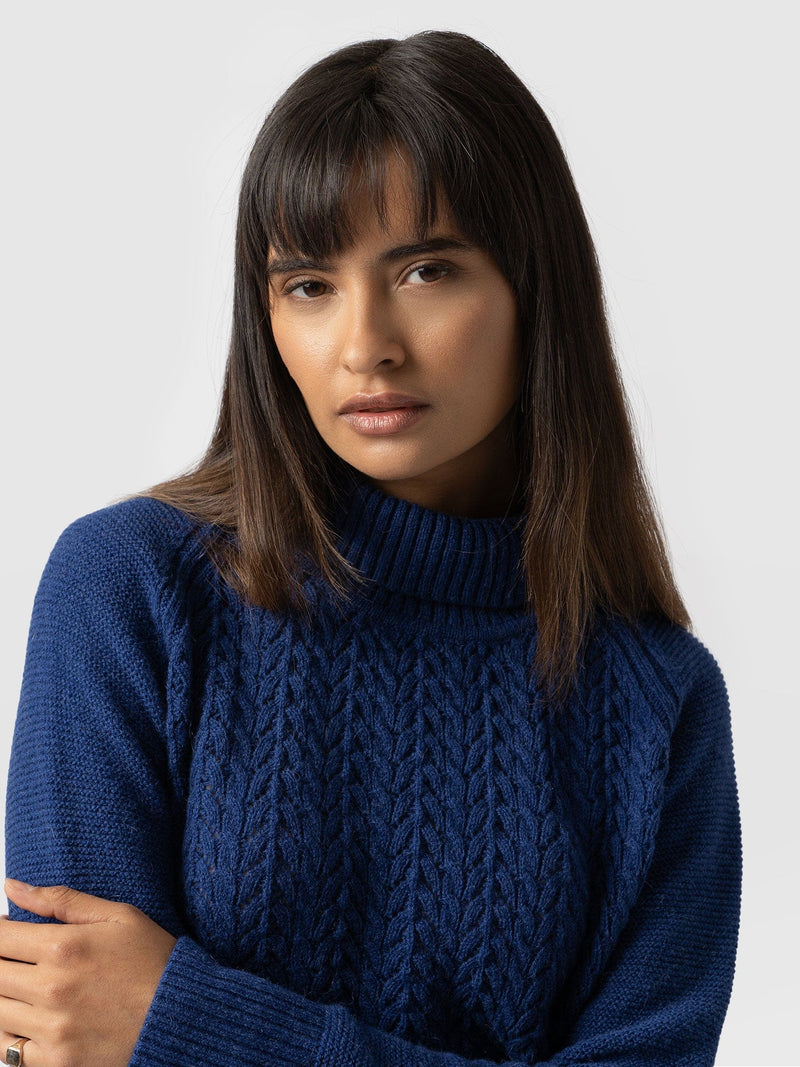 Glen Cable Knit Jumper - Blue