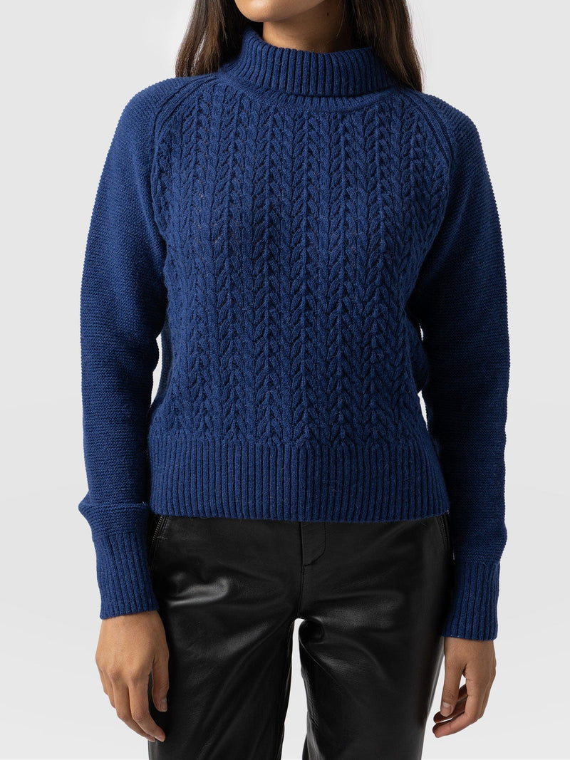 Glen Cable Knit Jumper - Blue