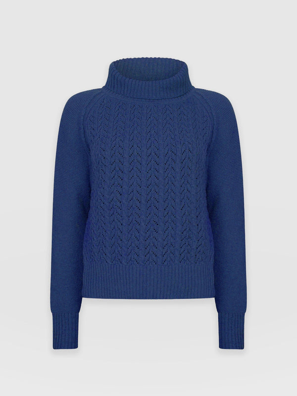 Glen Cable Knit Jumper - Blue