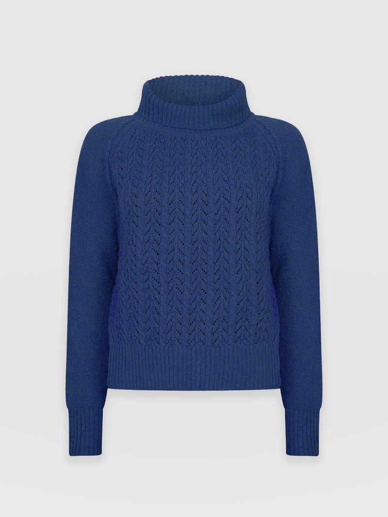 Glen Cable Knit Jumper - Blue