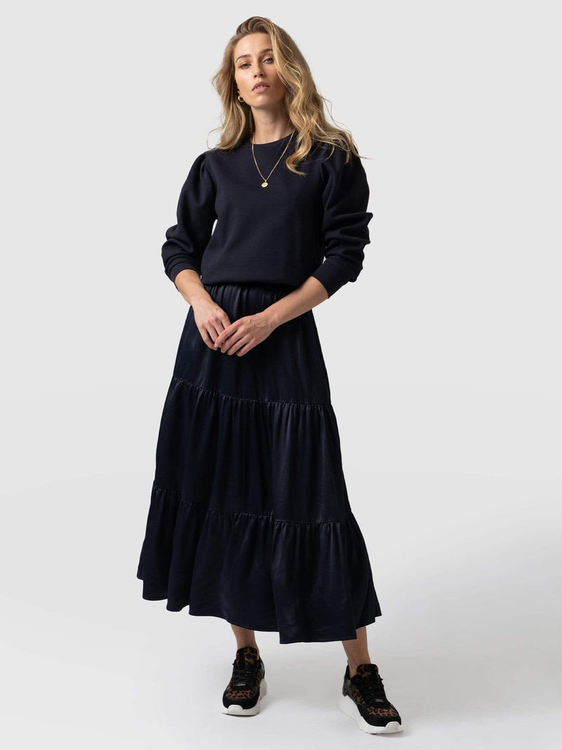 Greenwich Skirt - Navy Viscose